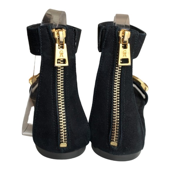 NWOB Good American Chain Ankle Wrap Sandal Suede Black Size 7 Zipper Back - Picture 4 of 10